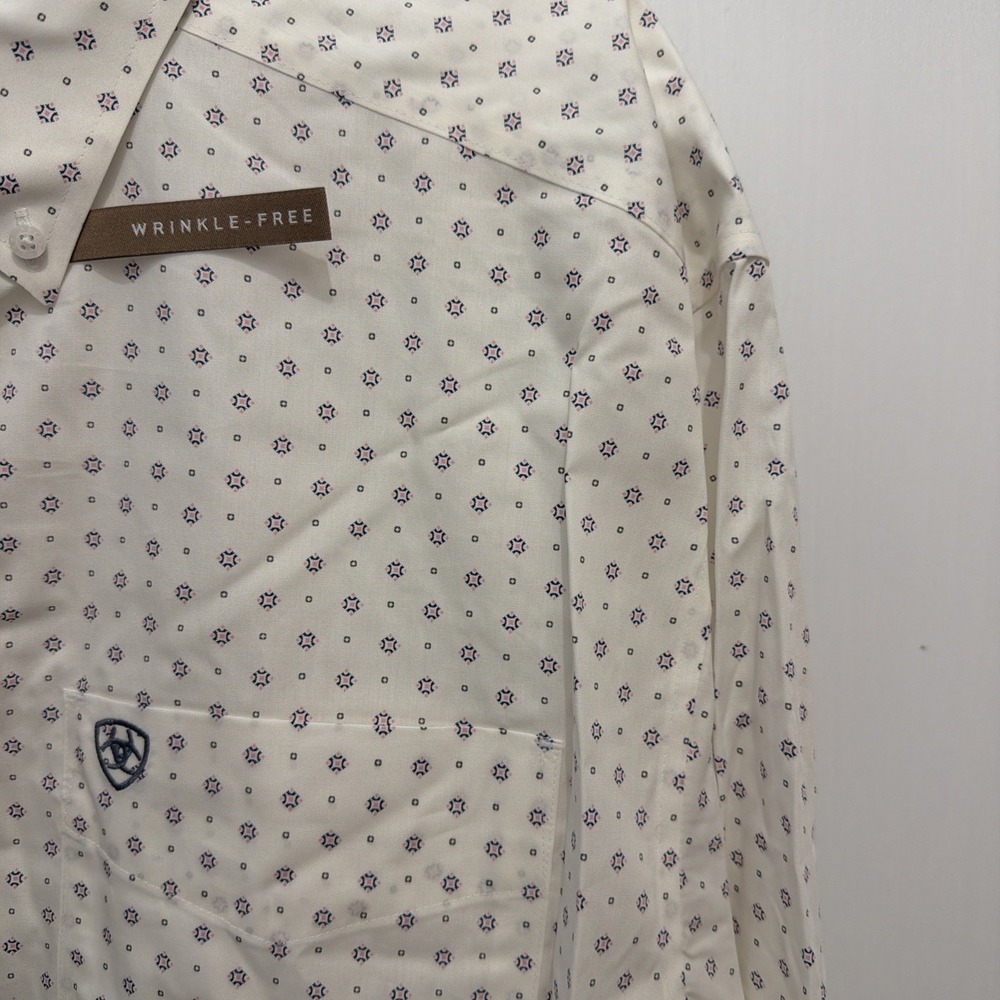 NEW Ariat Wrinkle Free OGDEN Classic Fit‎ L/S Shirt, White, Men's Sz S - Picture 5 of 9
